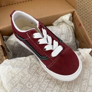 Vans Kids Maroon and White Sneakers